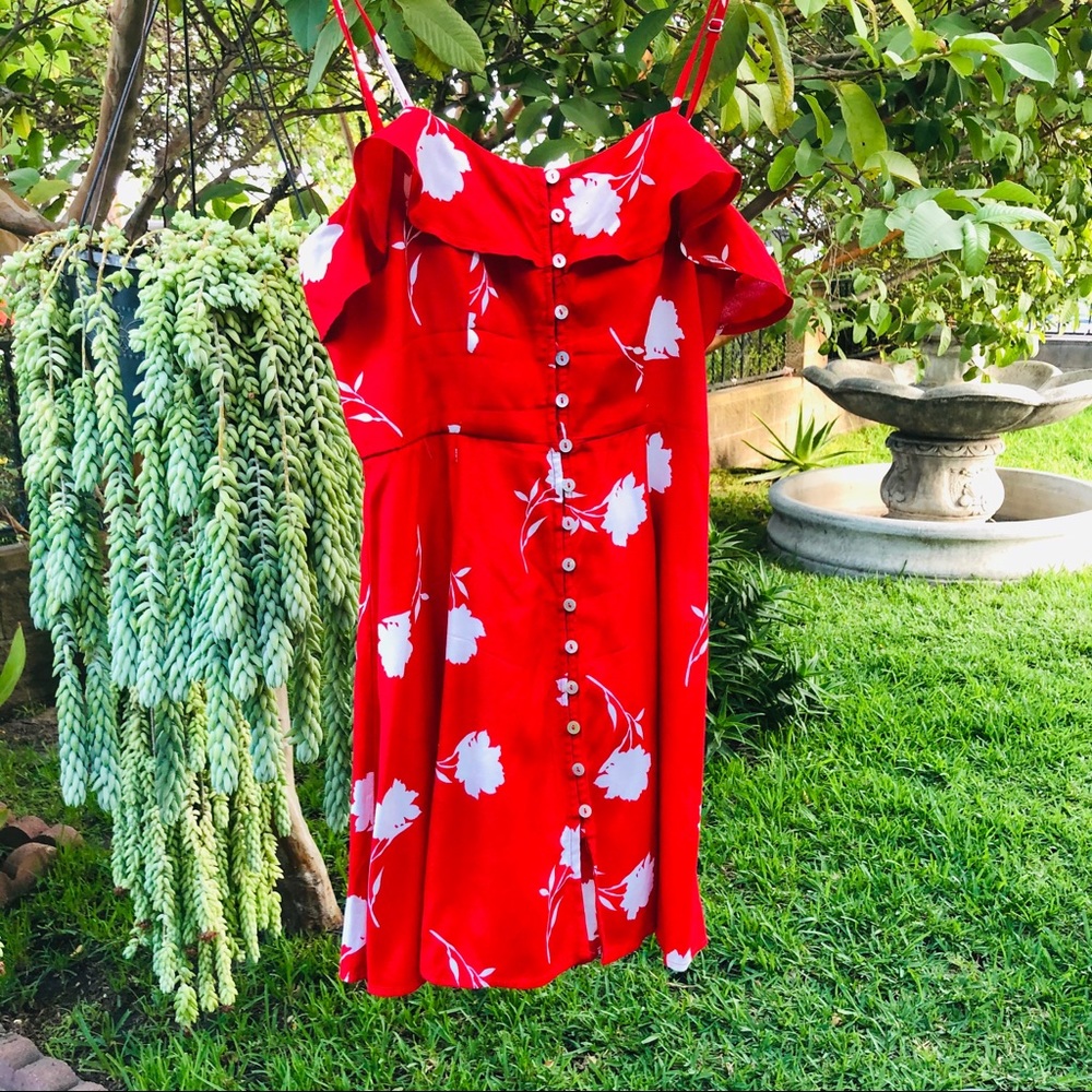 Forever 21 Red and White Flower Dress